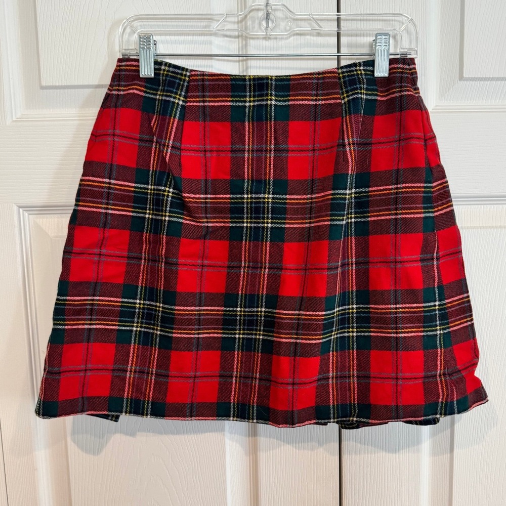 Vintage Y2k Red 90s Schoolgirl Academia Plaid Pleated Mini Skirt Women's Sz 10